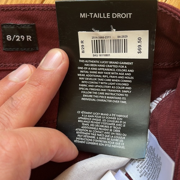 NWT- 🍀 Lucky brand jeans - maroon - size 8 / 29 R - Picture 7 of 13